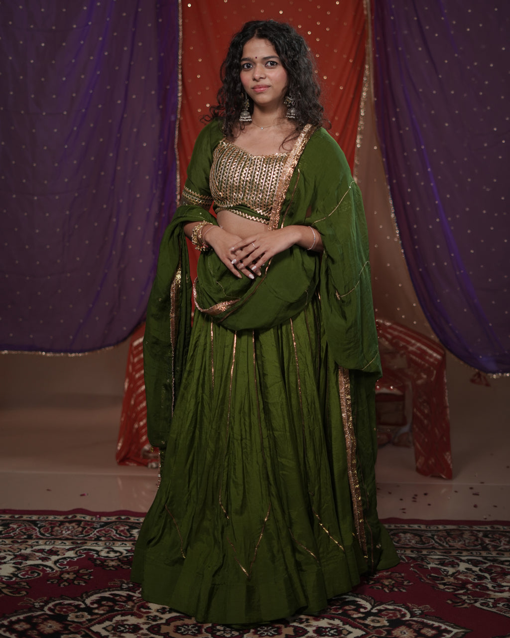 Mastani Green Muslin Silk Chaniya Choli