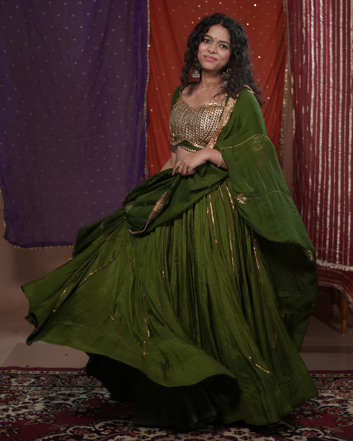 Mastani Green Muslin Silk Chaniya Choli