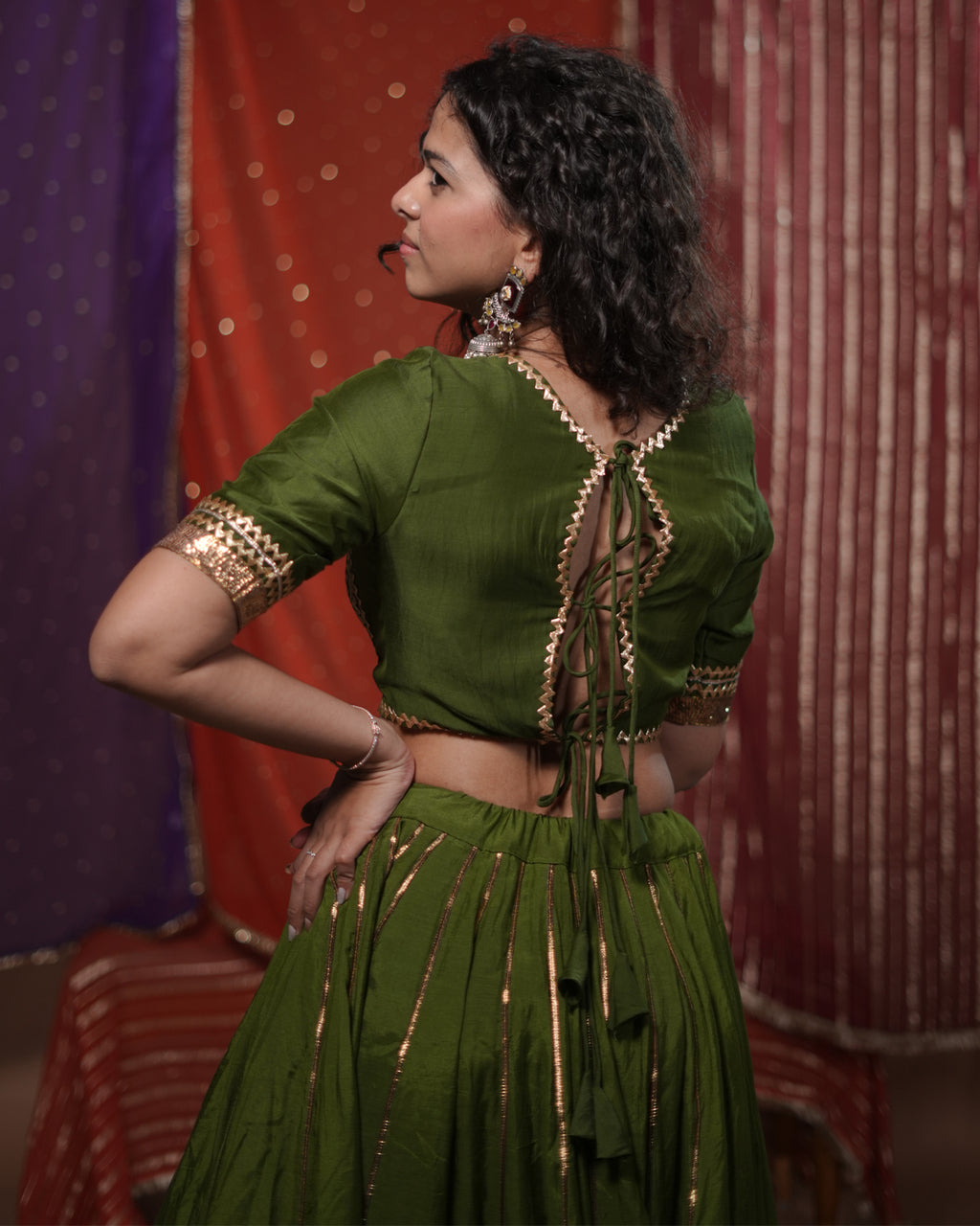 Mastani Green Muslin Silk Chaniya Choli