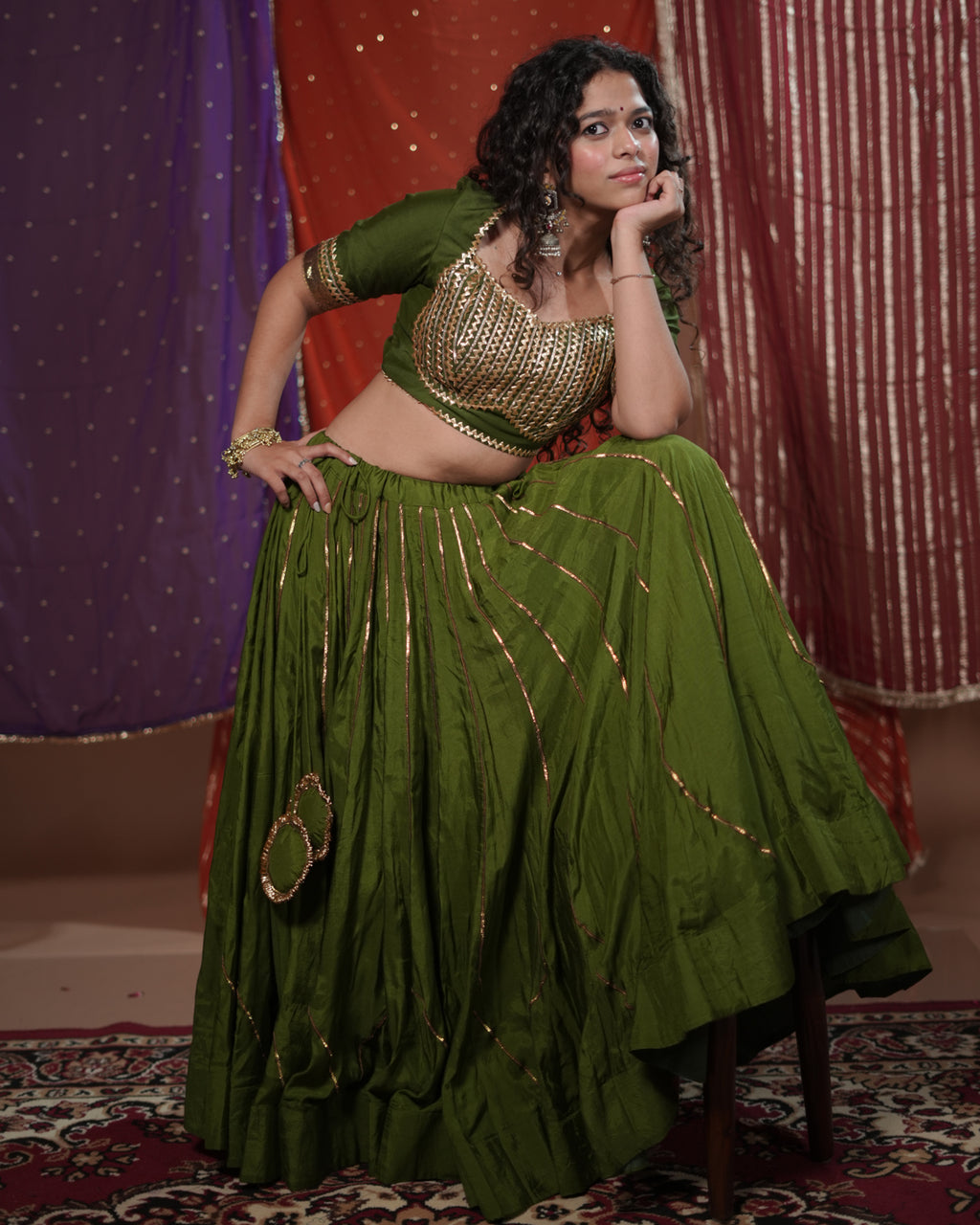 Mastani Green Muslin Silk Chaniya Choli