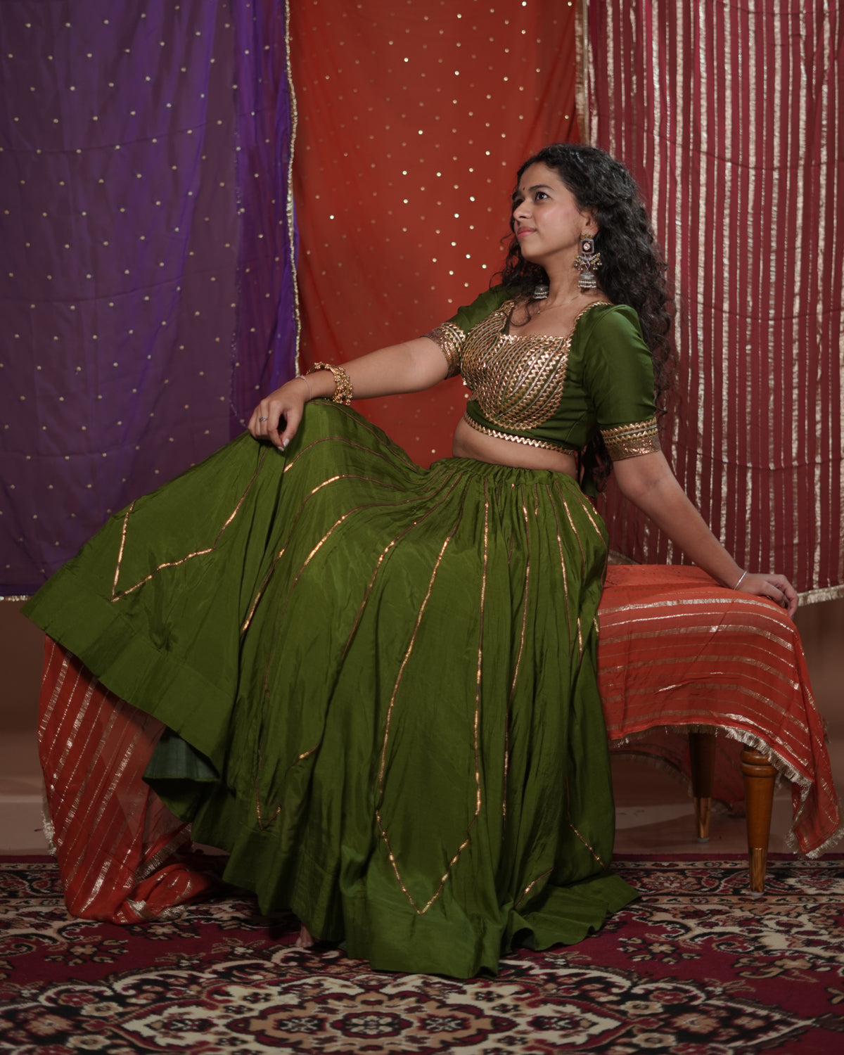Mastani Green Muslin Silk Chaniya Choli