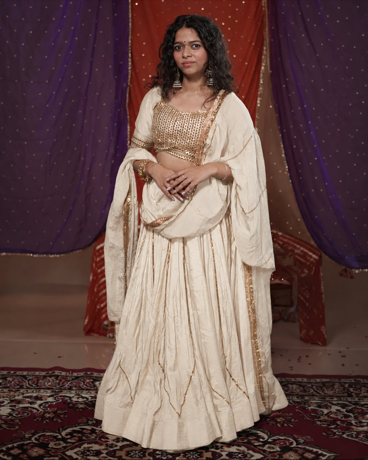 Mastani White Silk Coin-All-Over Lace & Tassel Dupatta for Chaniya Choli