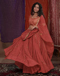 Mastani Rust Silk Coin-All-Over Lace & Tassel Dupatta for Chaniya Choli
