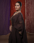 Mohini Brown Mul-Cotton Lace Jhumkhas & Tassel Dupatta for Ghaghra Choli