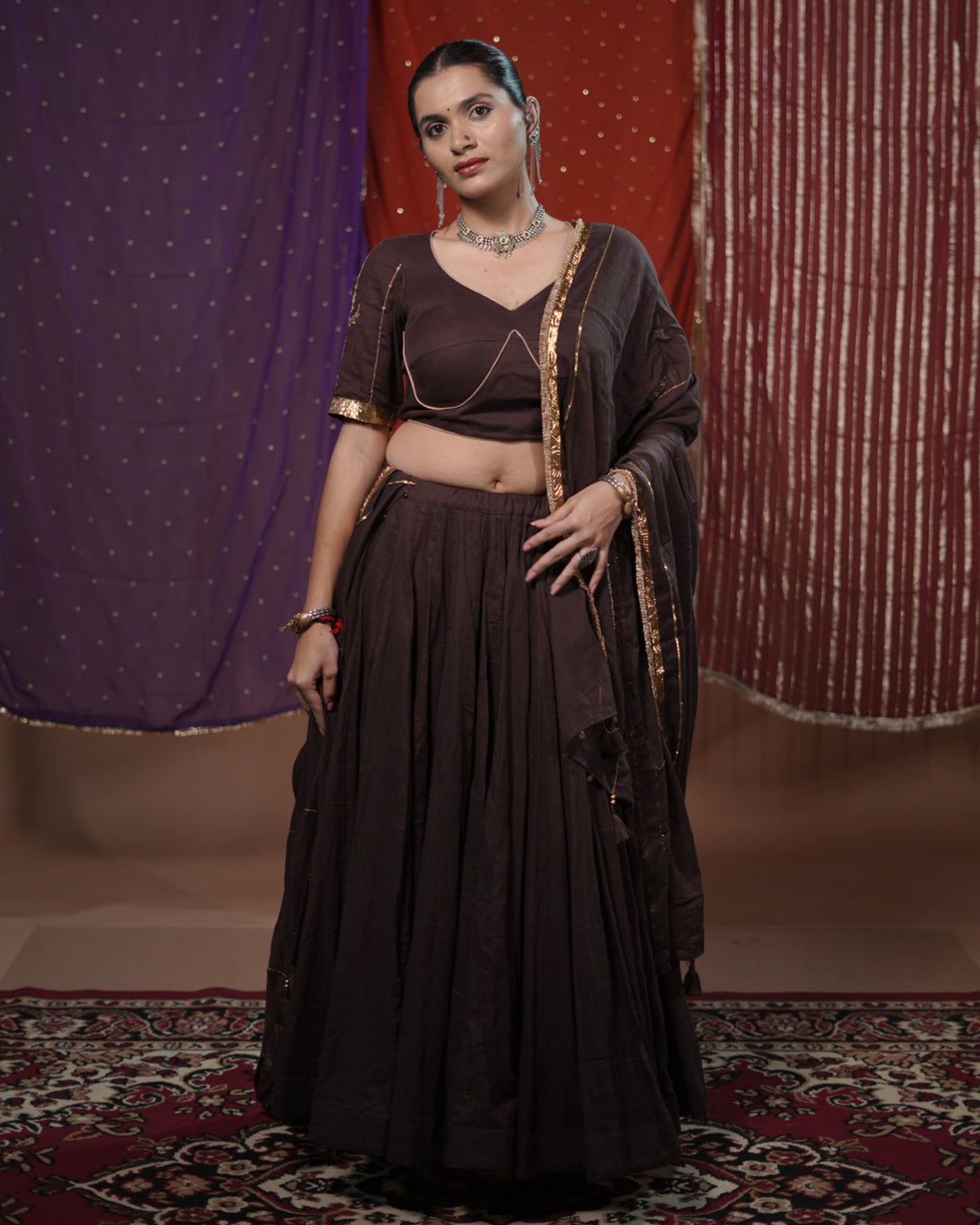 Mohini Brown Mul-Cotton Chaniya Choli