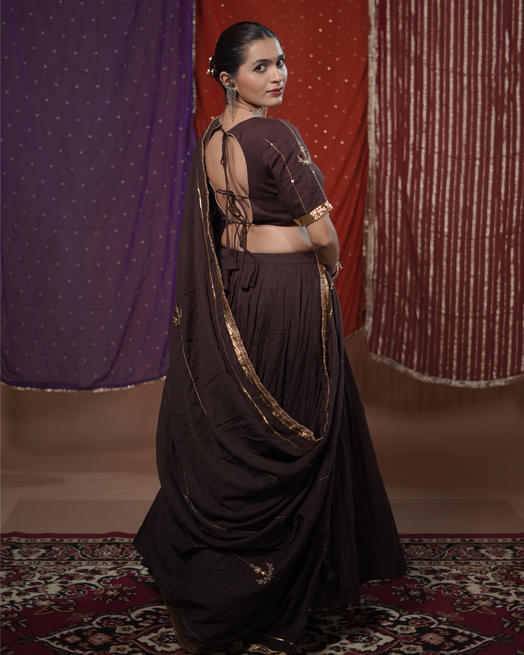 Mohini Brown Mul-Cotton Chaniya Choli