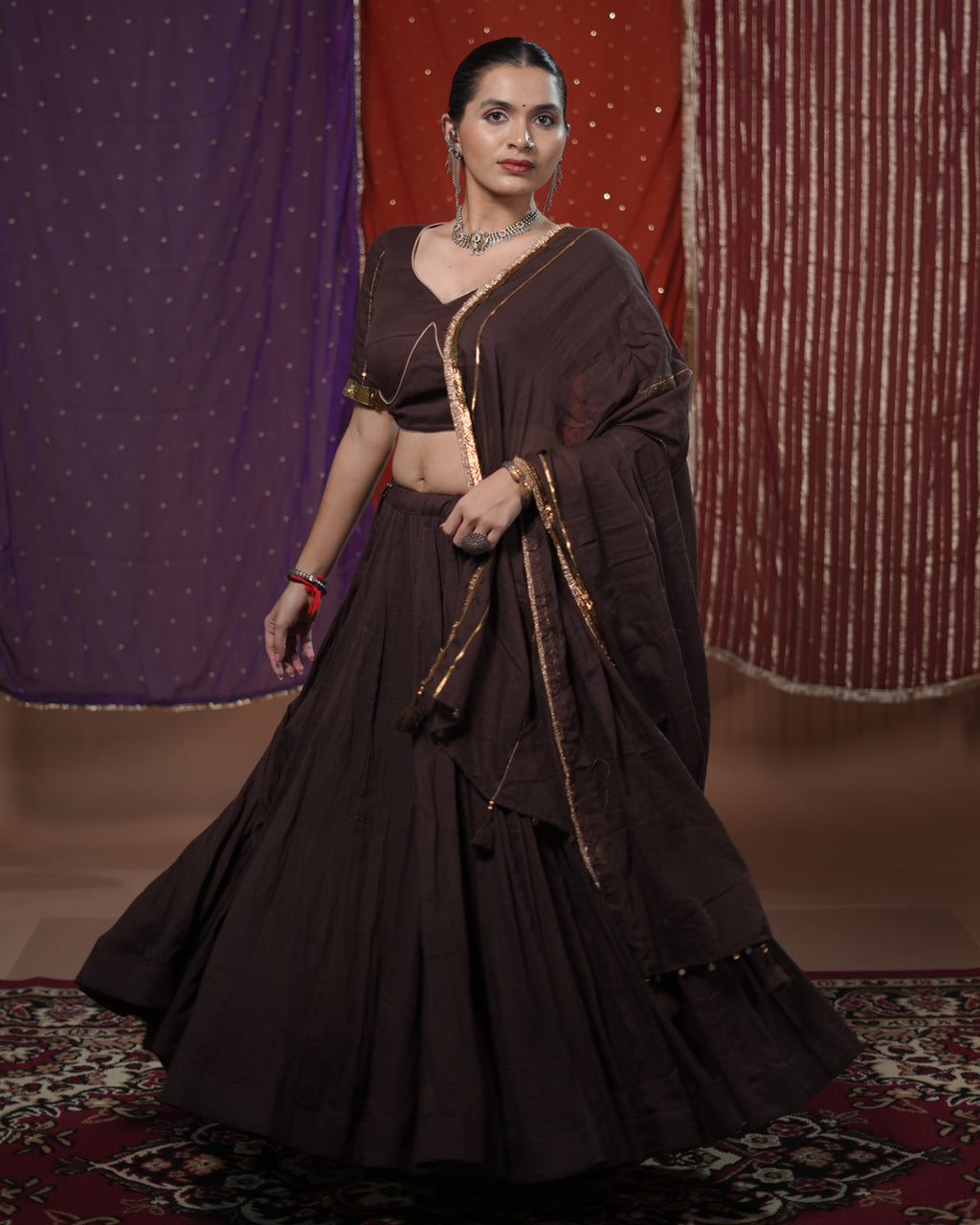 Mohini Brown Mul-Cotton Chaniya Choli