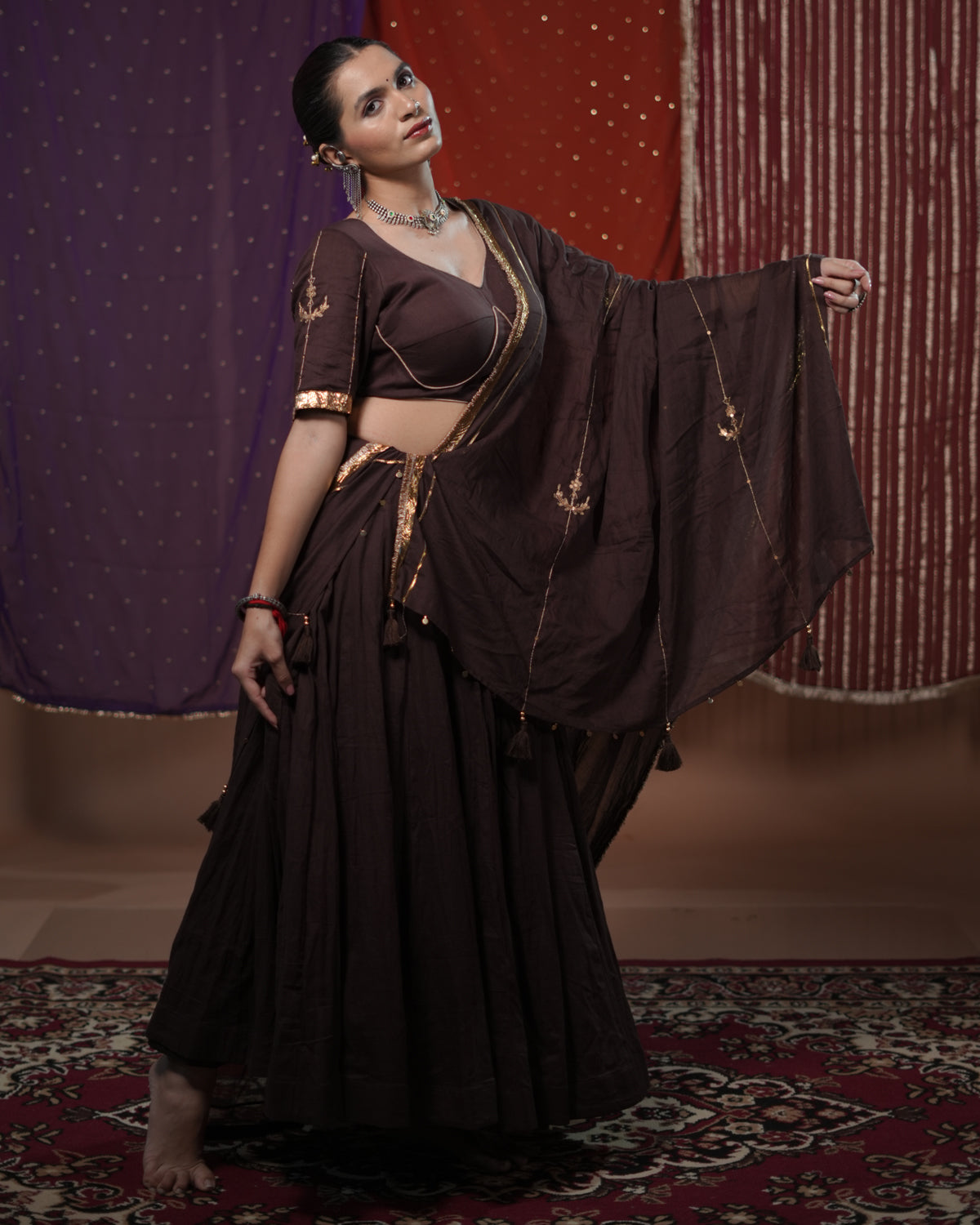 Mohini Brown Mul-Cotton Chaniya Choli