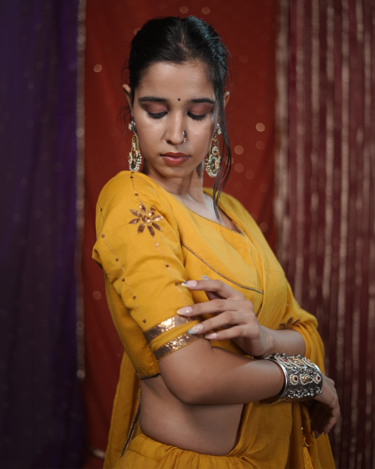 Mohini Yellow Mul-Cotton Madhubala Style Blouse for Chaniya Choli