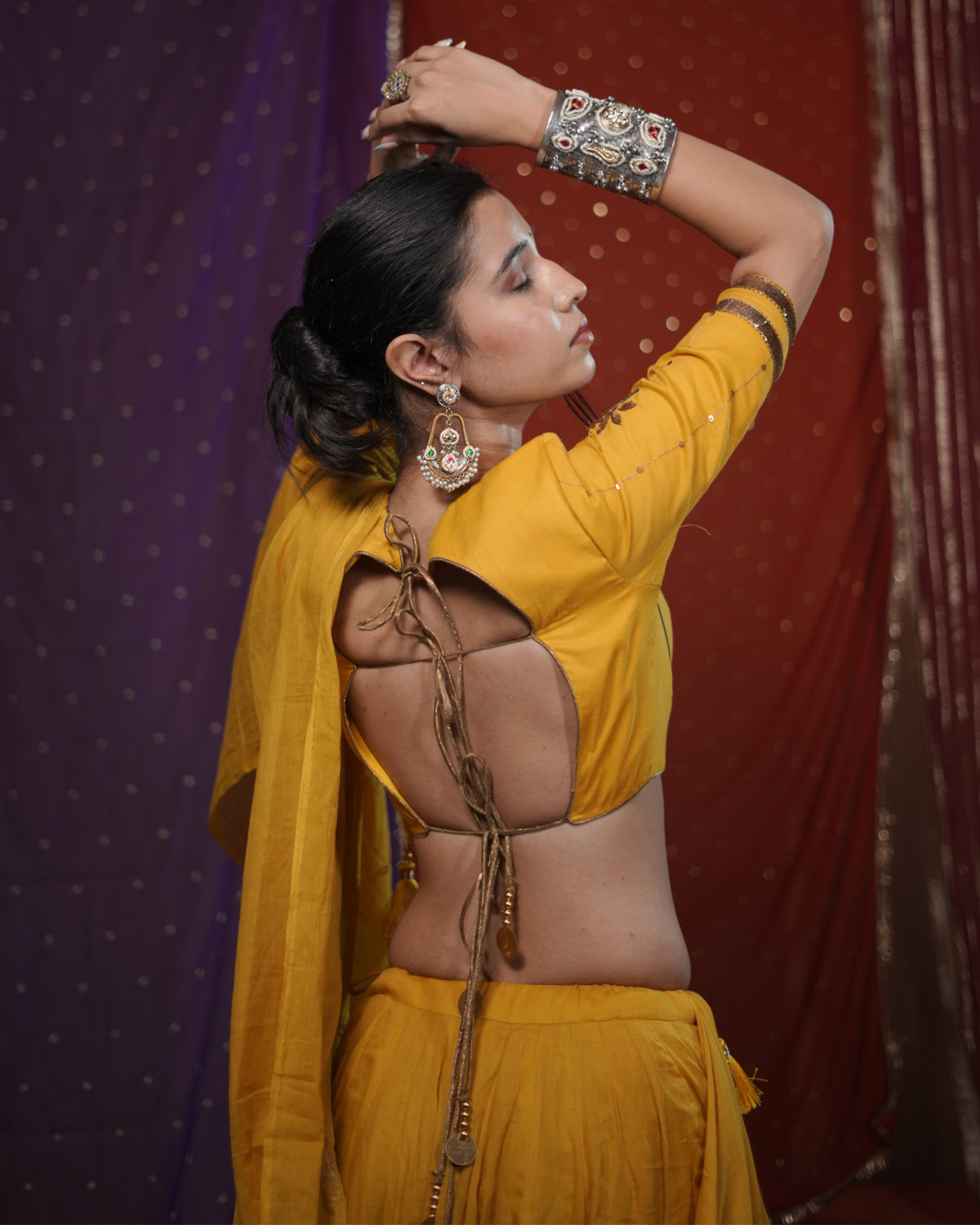 Mohini Yellow Mul-Cotton Madhubala Style Blouse for Chaniya Choli
