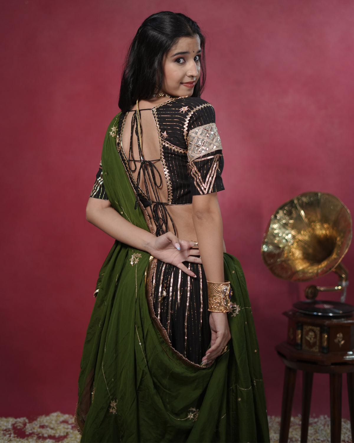 Noor Black Pure Cotton Lace & Handmade Tassel Dupatta for Ghaghra Choli