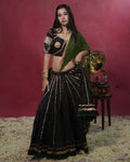 Noor Black Pure Cotton 15 Metre Flared Real Mirror Work Lehenga for Choli