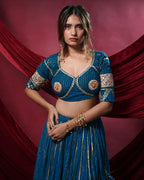 Noor Sky Blue Pure Cotton Angi Style Blouse for Choli