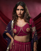 Noor Magenta Pure Cotton Lace & Handmade Tassel Dupatta for Chaniya Choli