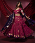 Noor Magenta Pure Cotton 15 Metre Flared Mirror Work Lehenga for Ghaghra Choli