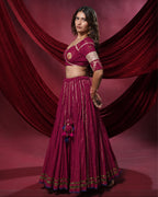 Noor Magenta Pure Cotton 15 Metre Flared Mirror Work Lehenga for Ghaghra Choli