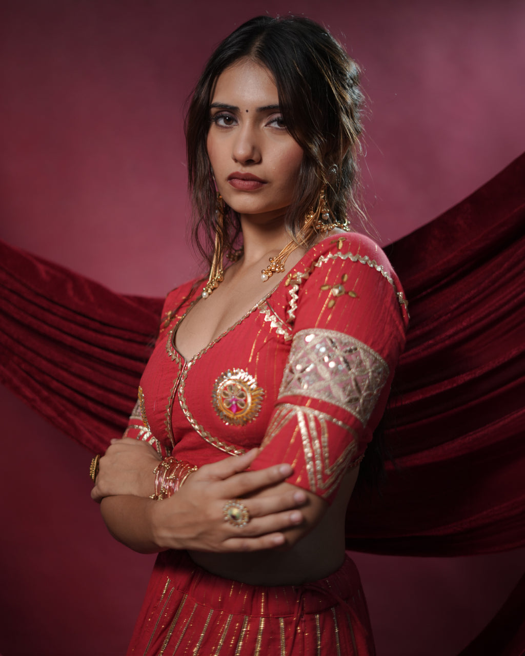 Noor Red Pure Cotton Chaniya Choli