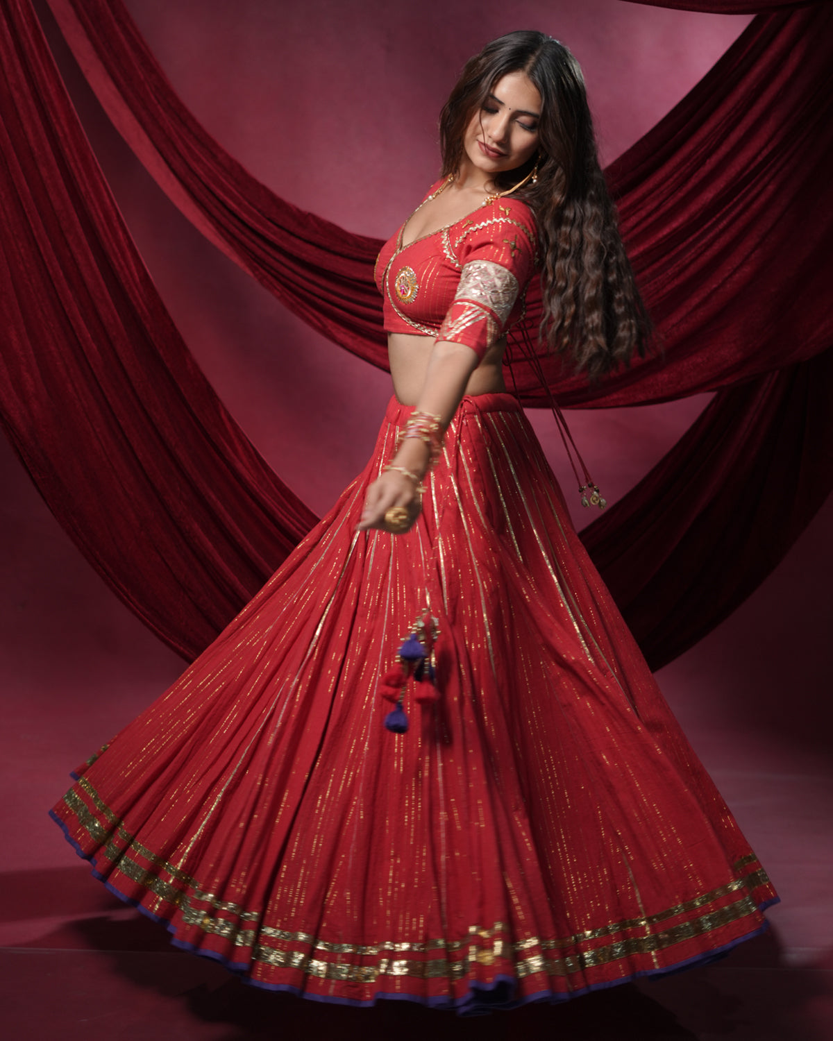 Noor Red Pure Cotton Chaniya Choli