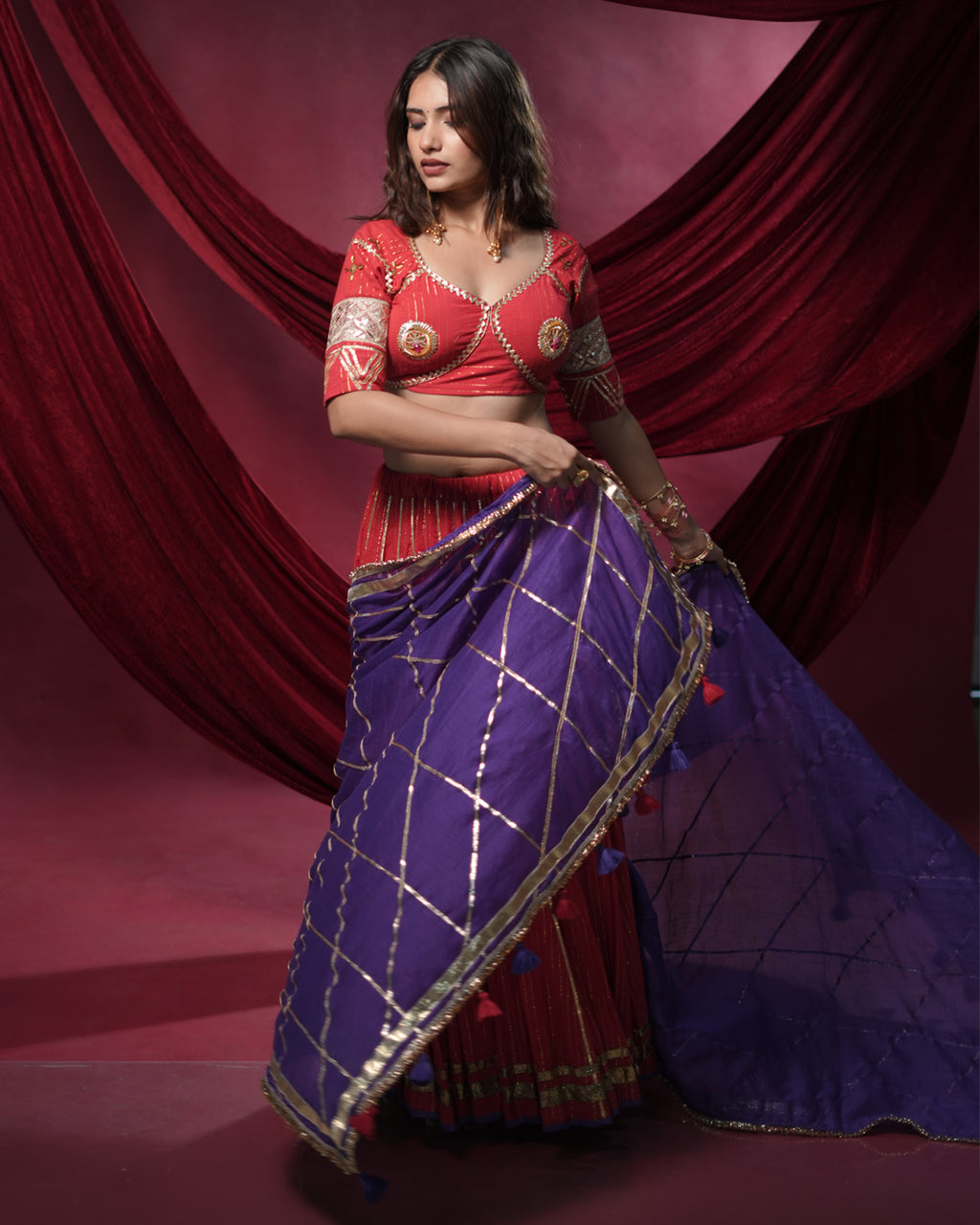 Noor Red Pure Cotton Chaniya Choli