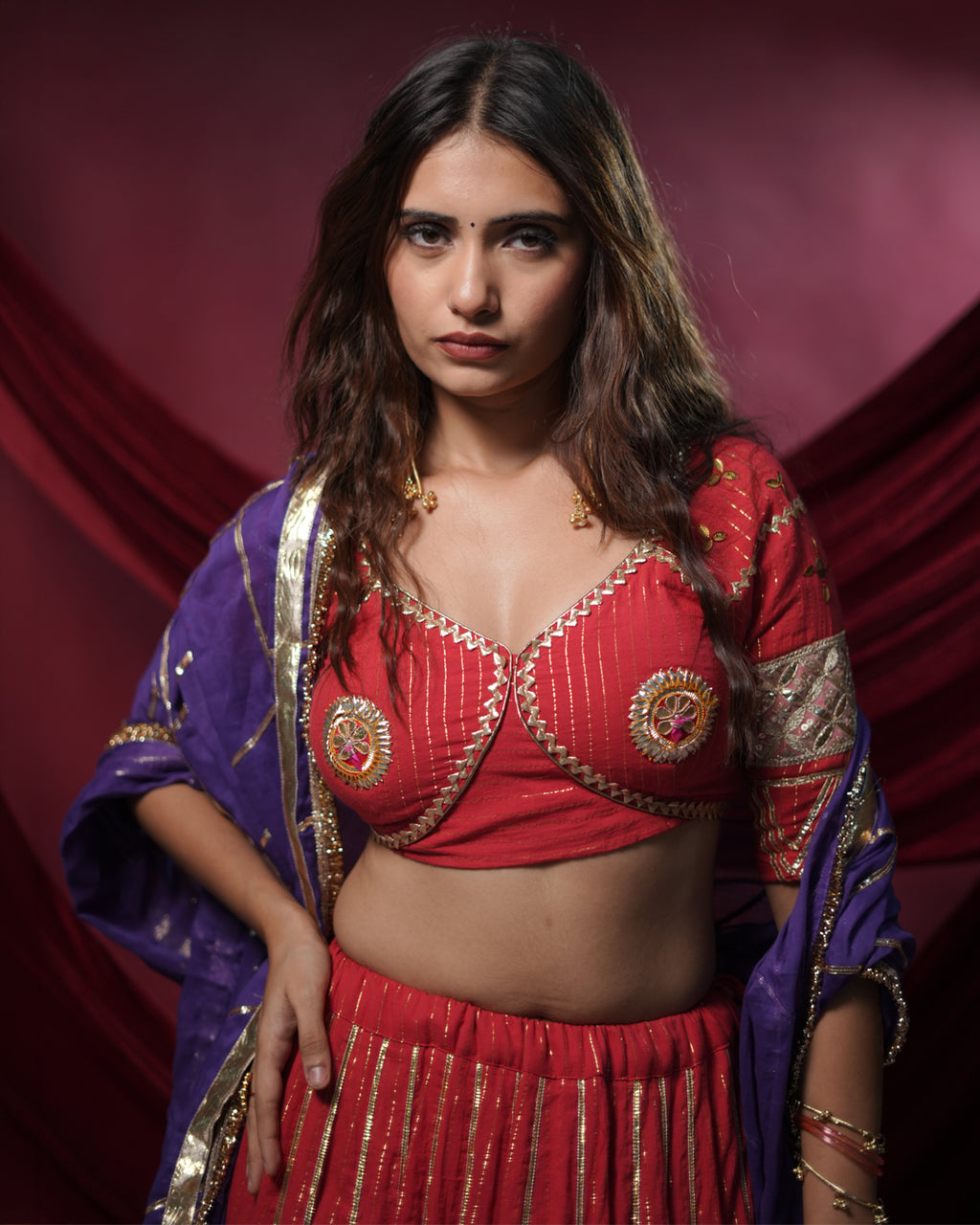 Noor Red Pure Cotton Chaniya Choli