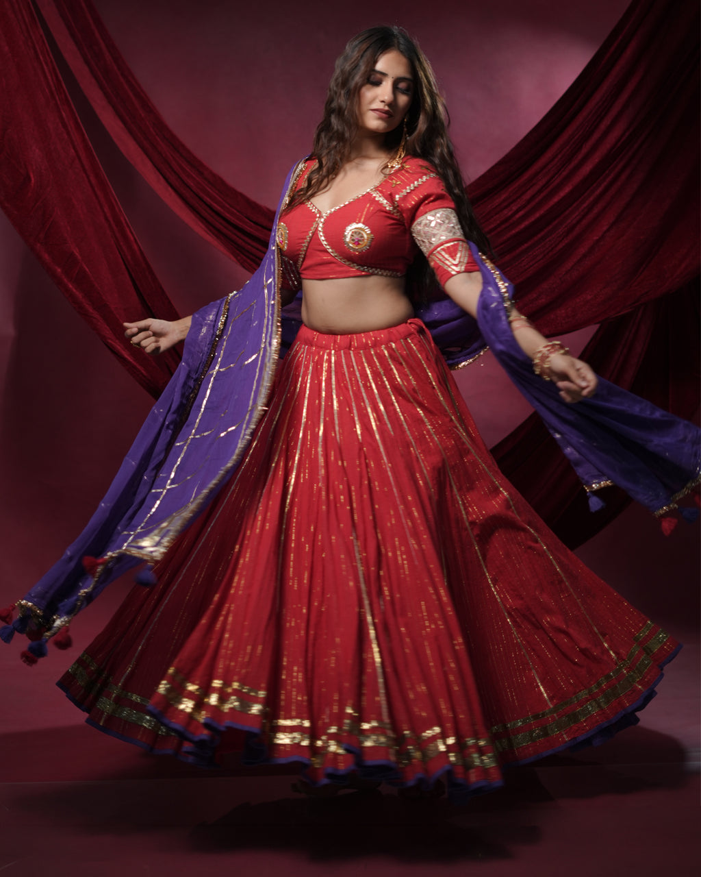 Noor Red Pure Cotton Chaniya Choli