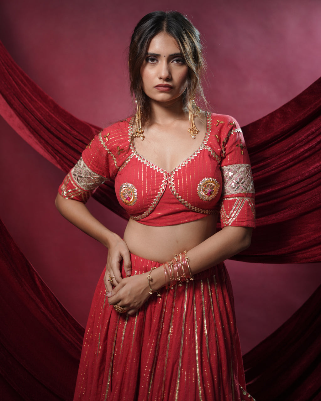 Noor Red Pure Cotton Chaniya Choli