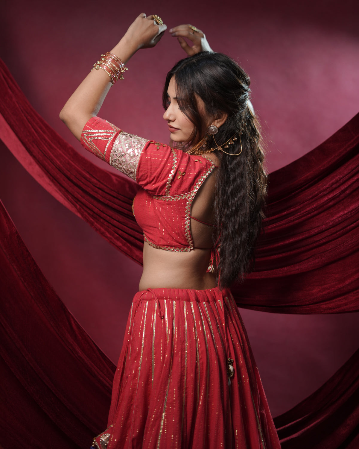 Noor Red Pure Cotton Chaniya Choli