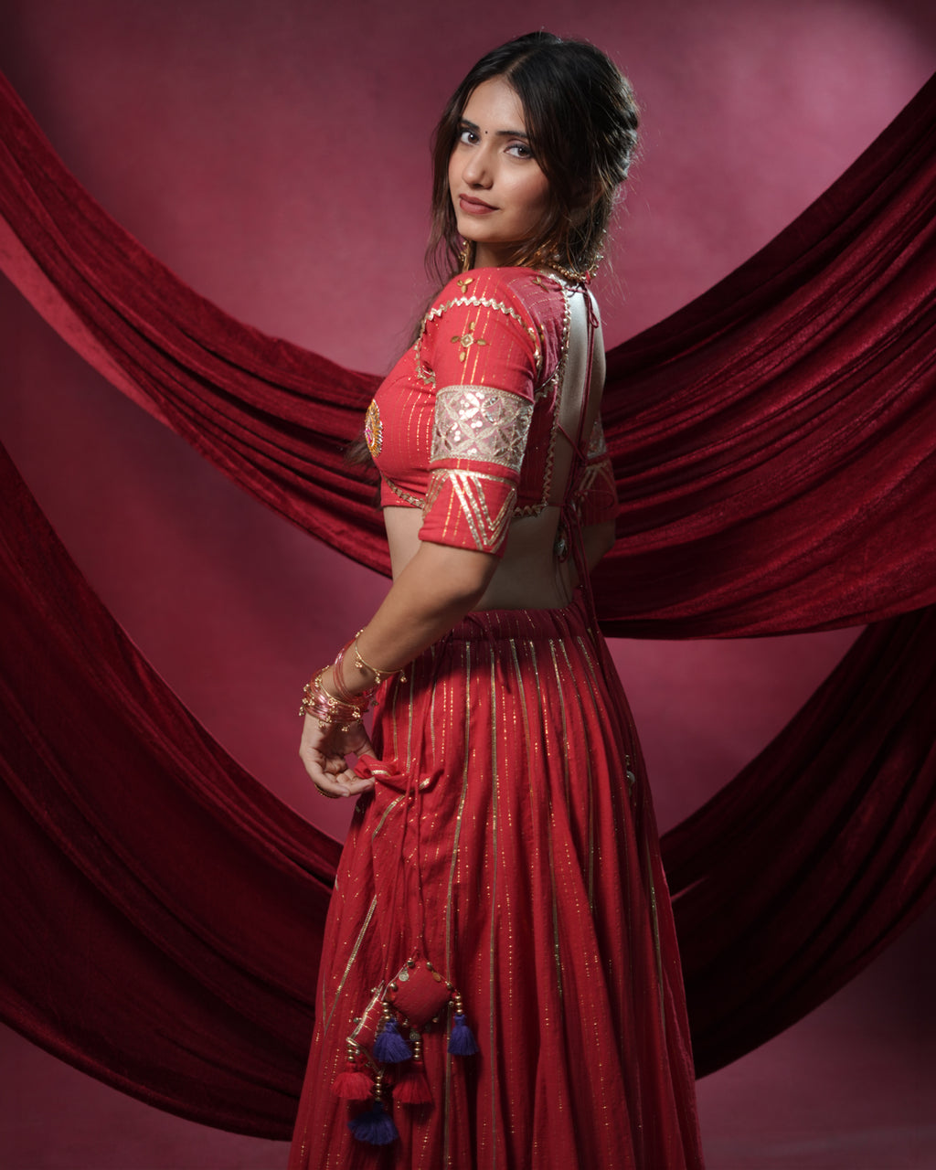 Noor Red Pure Cotton Chaniya Choli