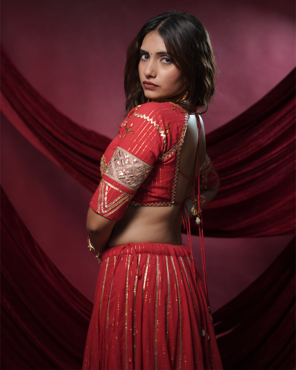 Noor Red Pure Cotton Chaniya Choli