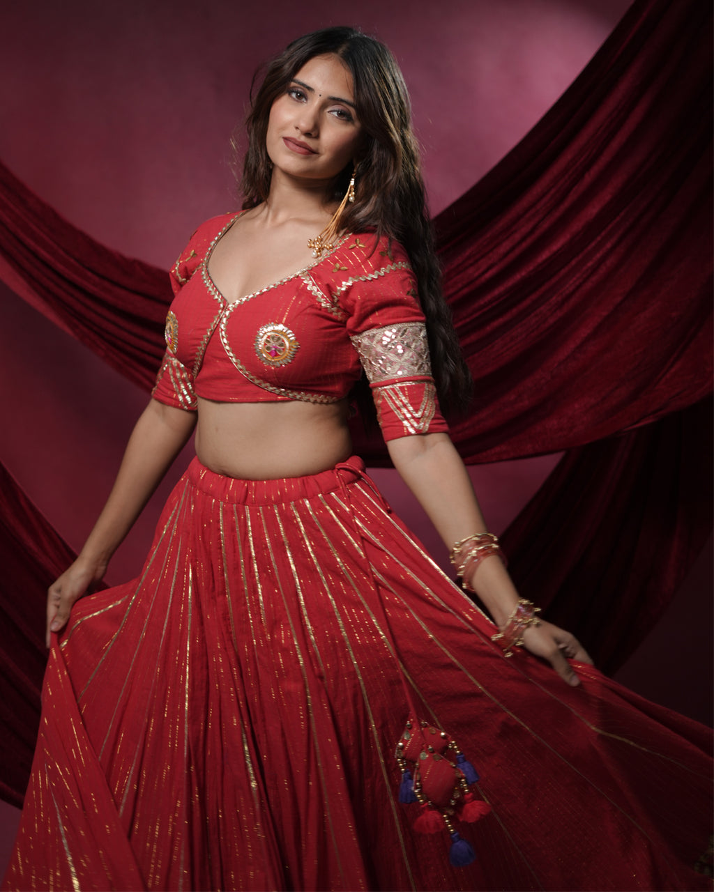 Noor Red Pure Cotton Chaniya Choli