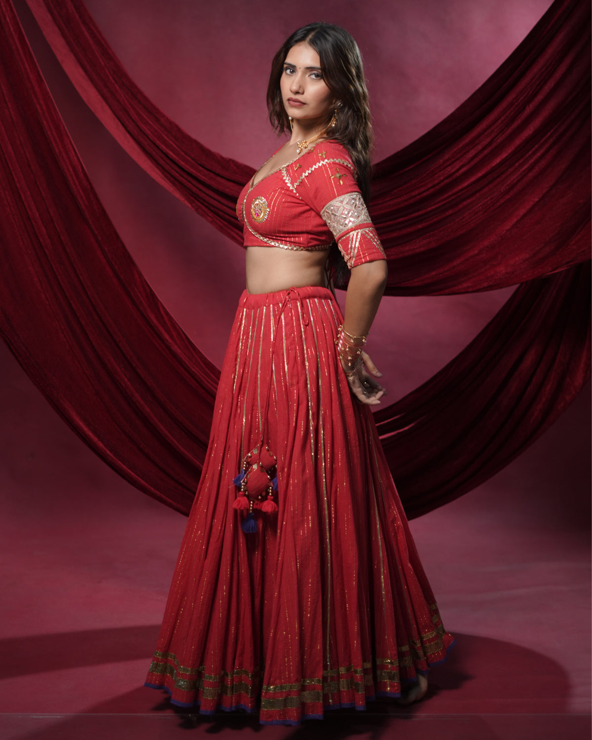 Noor Red Pure Cotton Chaniya Choli
