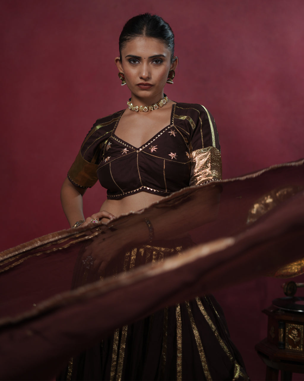 Ragini Brown Muslin Silk Chaniya Choli