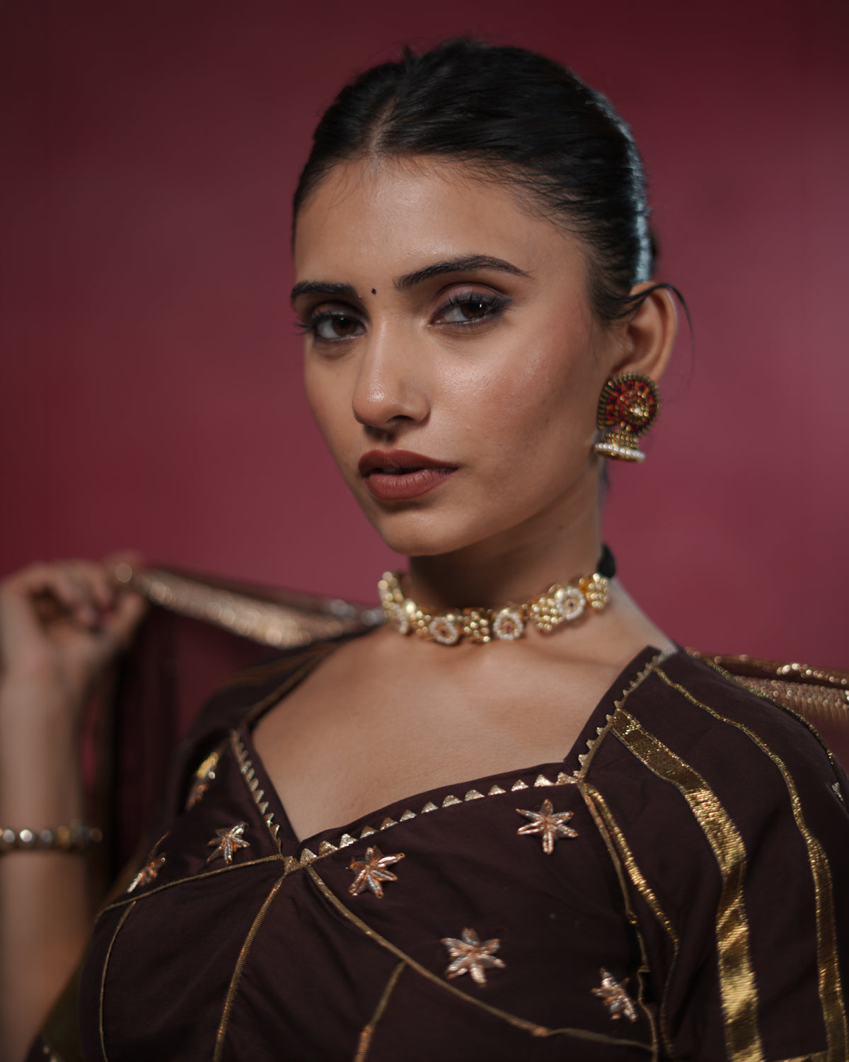 Ragini Brown Muslin Silk Chaniya Choli
