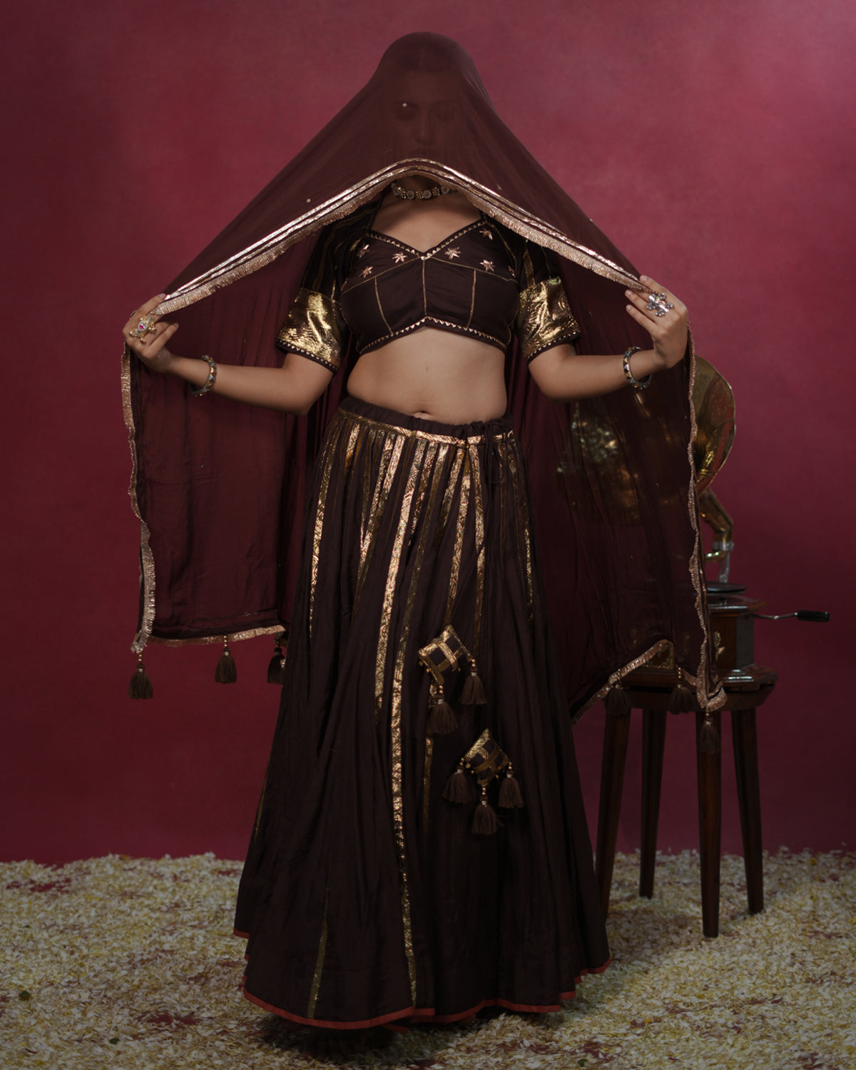 Ragini Brown Muslin Silk Chaniya Choli