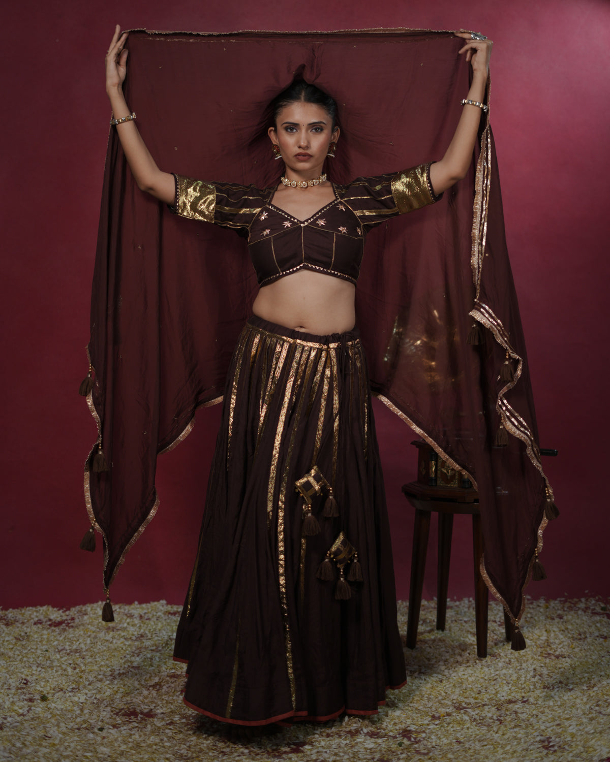 Ragini Brown Muslin Silk Chaniya Choli