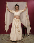 Ragini White Silk Lace & Tassel Dupatta for Ghaghra Choli