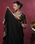 Tarani Black Mul-Cotton Badla Work Lace & Tassel Dupatta for Choli