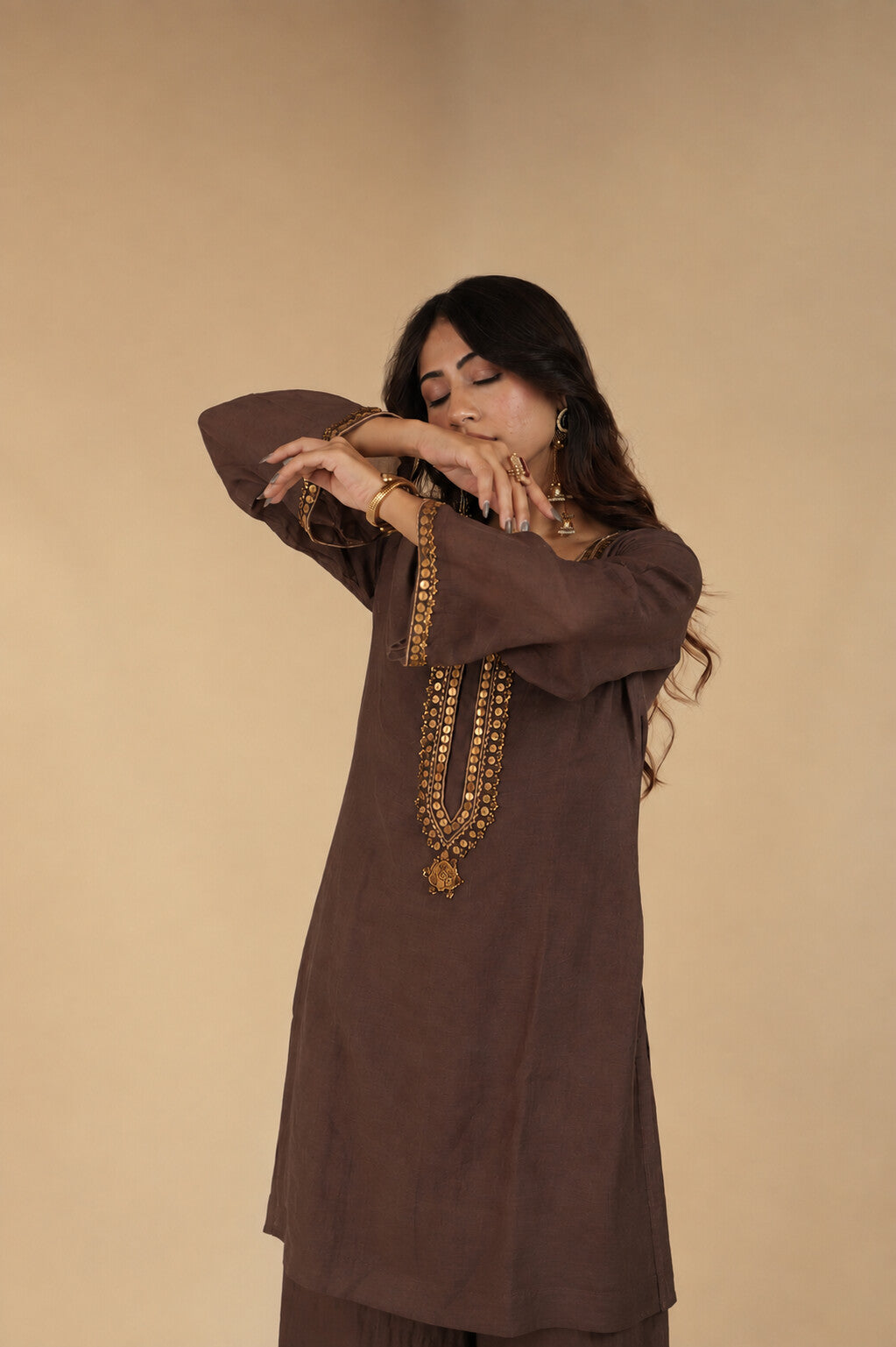 Adaa Mocha Brown Sitara Dress