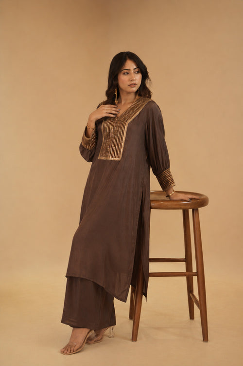 Alina deep brown dress
